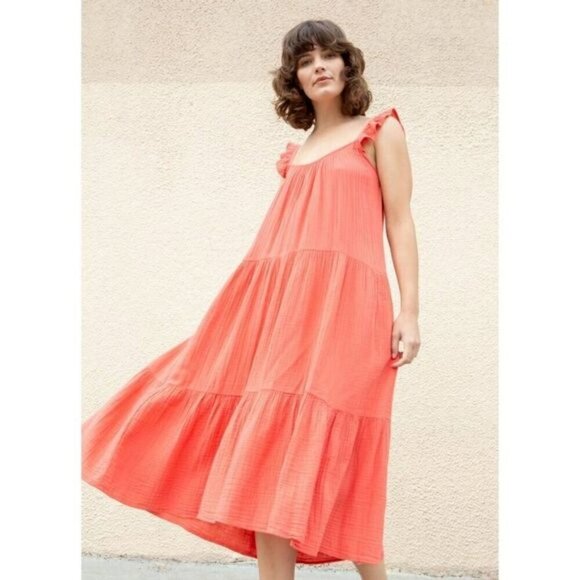 💕XIRENA💕 Rumer Tiered Gauze Cotton Maxi Dress ~ Paprika Large - Picture 1 of 16